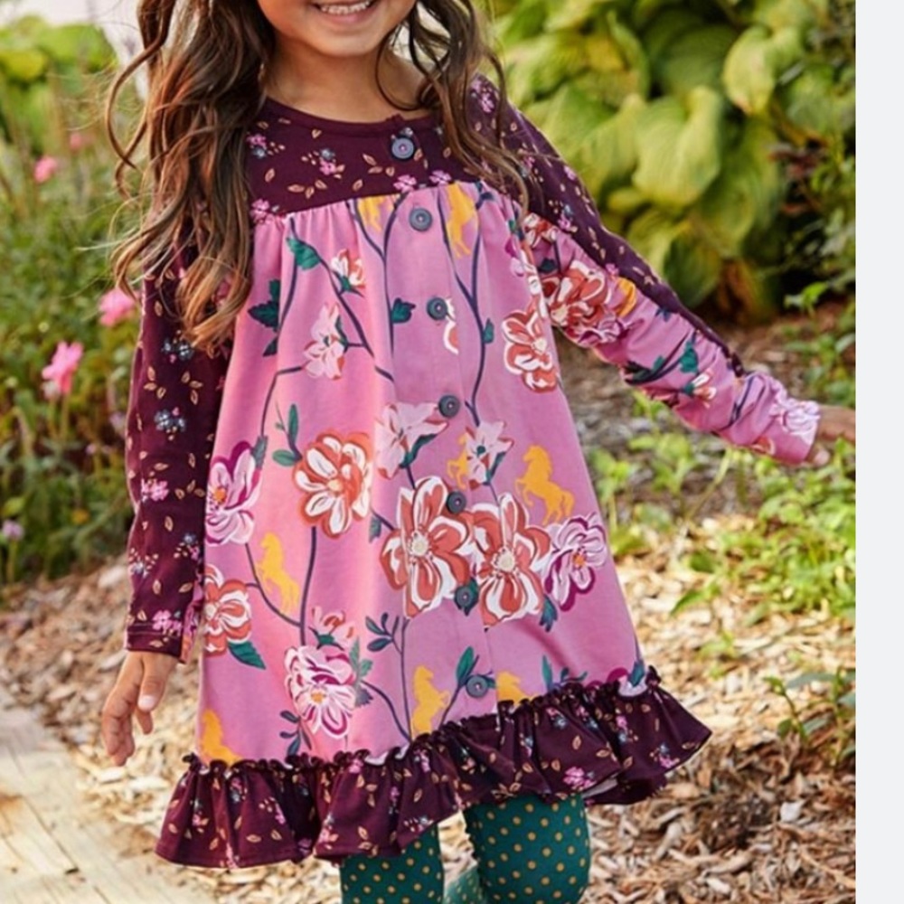 Matilda Jane Floral Long Sleeve Dress - Pink and Purple
